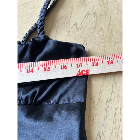 VTG A. Byer Cami Top Black Satin Ruched Camisole Tank 90s Club wear USA Y2K Med - Picture 8 of 13